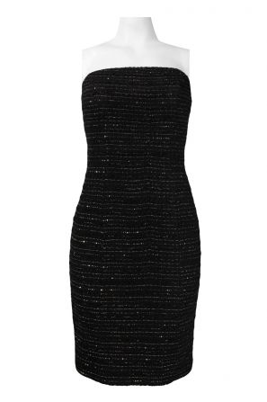 Theia Strapless Sequinned Tweed Short Sheath Dress