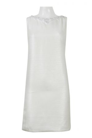Theia Boat Neck Embellished Neck Sleeveless Zipper Back Jacquard Dress