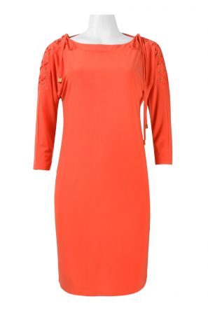 Trendmakers Boat Neck 3/4 Sleeves String Tie Shoulder Jersey Dress