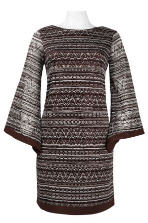 Trendmakers Angel Sleeve Chevron Pattern Trim Detail Eyelet Jersey Dress