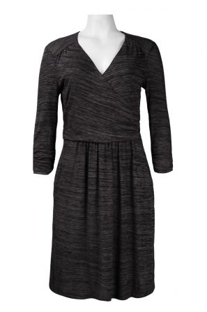 Trendmakers Ruched Sleeve Surplice Neck Knit Pleated Dress