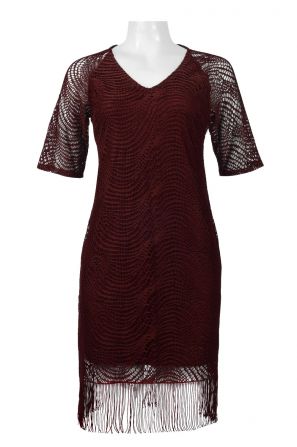 Trendmakers V-Neck Short Sleeve Crochet Dress