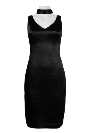 Ursula V-Neck Sleeveless Zipper Back Bodycon Satin Dress with Shawl