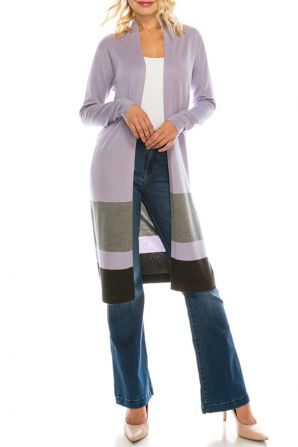 Vila Milano Tri-Color Colorblock Longline Cardigan