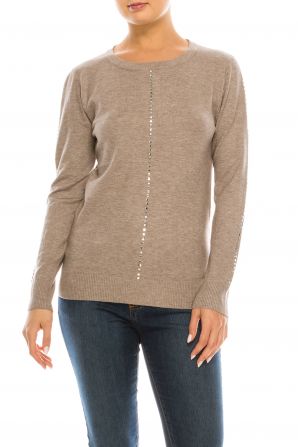 Vila Milano Sweater with Square Flat-Back Rhinestones