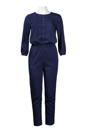 Walter Baker Puff Sleeve Zip Front Satin Chiffon Jumpsuit