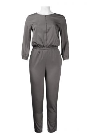 Walter Baker Puff Sleeve Zip Front Satin Chiffon Jumpsuit