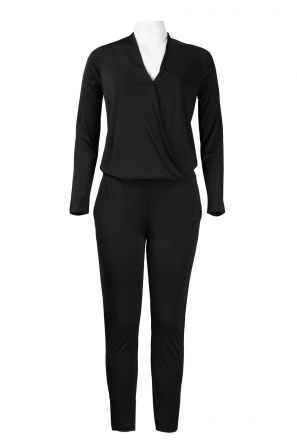 Walter Baker Long Sleeve Draped Bodice Side Pocket Seamed Jersey Jumpsuit