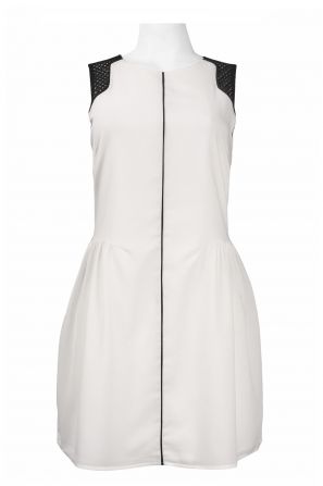 Walter Baker Contrast Eyelet Shoulder Trim Detail Chiffon A-Line Dress