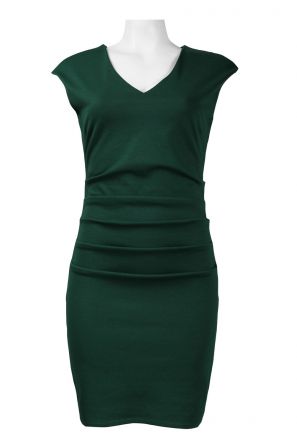 Walter Baker V-Neckline Ruched Waist Stretch Ponte Sheath Dress