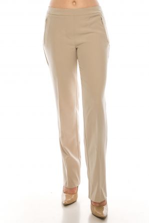 Zac & Rachel Vintage Nude Twill Slim Pant with 2 Front  Faux Zipper Pockets