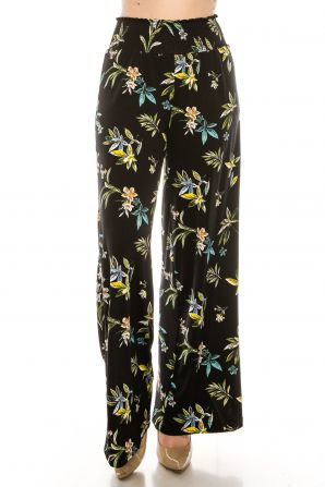 Zac & Rachel Black White Wild Flower Print Palazzo Pant